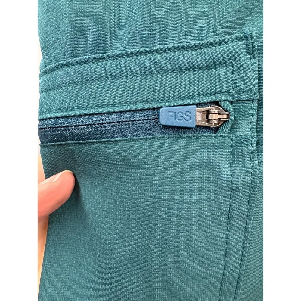 FIGS Technical Yola Teal Green Straight Leg Active Scrub Pants Workwear‎ Cargo M